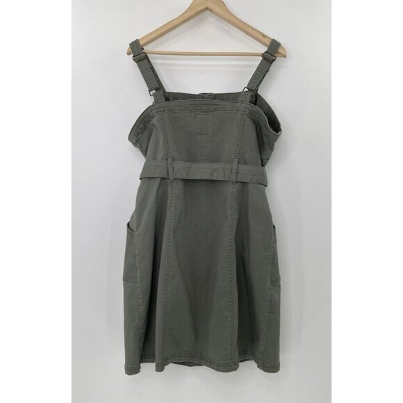 SO Juniors' Button Down Belted Constructed Dress Stretch Khaki Green Sz XXL Boho - Picture 2 of 11